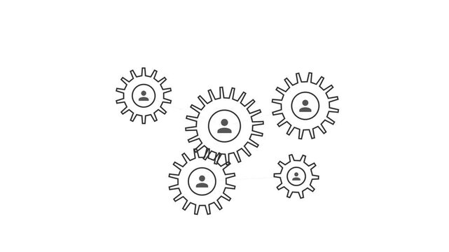 Corporate gear mechanism symbolizing collaborative human teamwork and business synergy