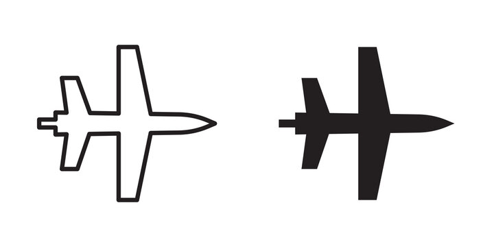 Military aircraft icon flat outline in black