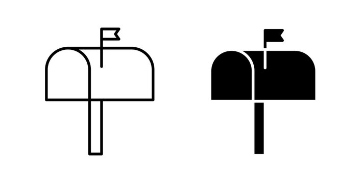 Mailbox icon flat outline in black