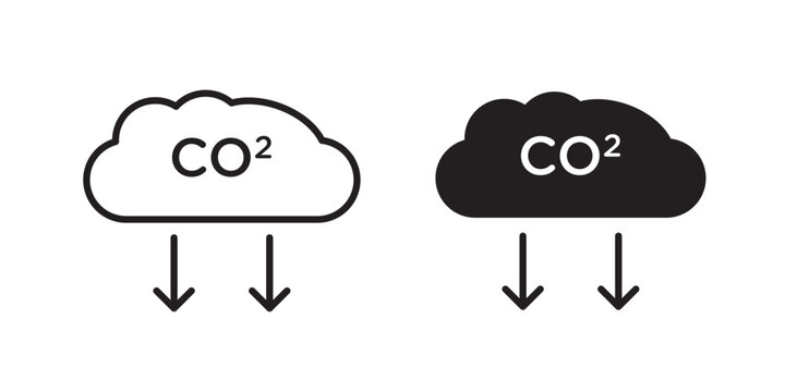 Low carbon dioxide icon flat outline in black