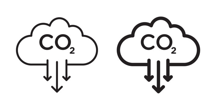 Low carbon dioxide icon flat outline in black