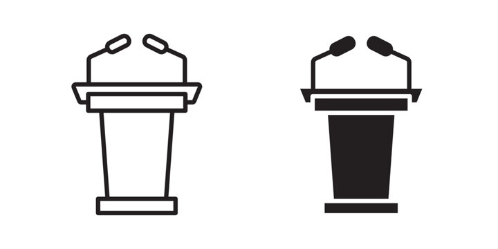 Lectern icon flat outline in black