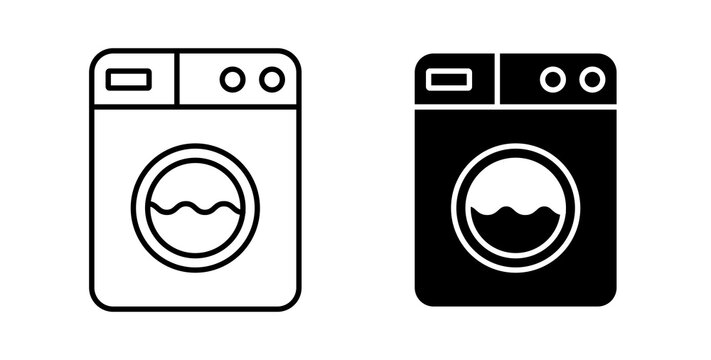 laundry machine icon flat outline in black