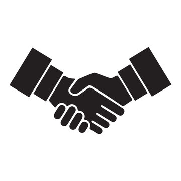 Handshake silhouette icon on a white background represents agreement