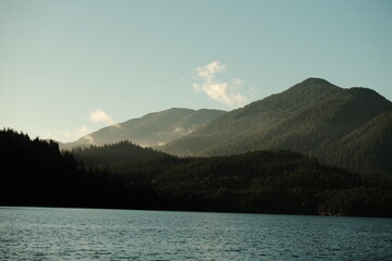 Fototapeta premium Layered blue mountain ridges fading into haze