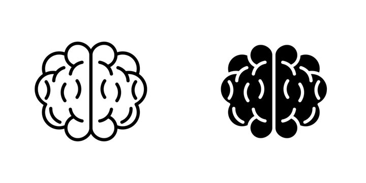 Human brain icon flat outline in black