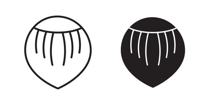 Hazelnut icon flat outline in black