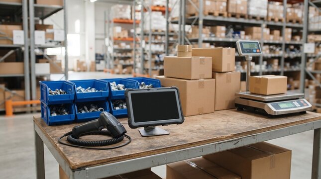 Warehouse Inventory Tracking Equipment and Digital Stock Management Station