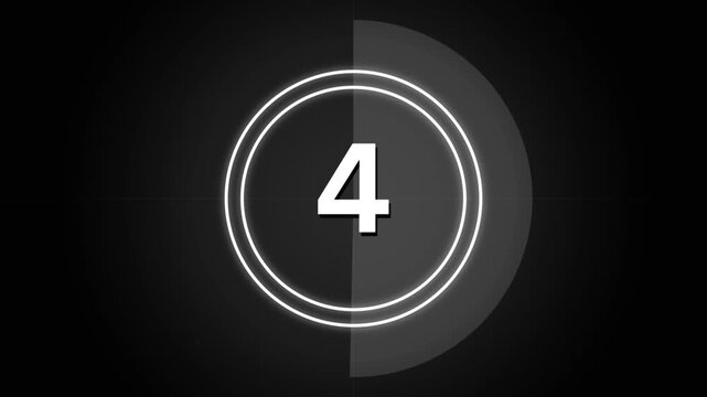 Minimalist neon countdown timer animation, digital clock overlay for production and streaming