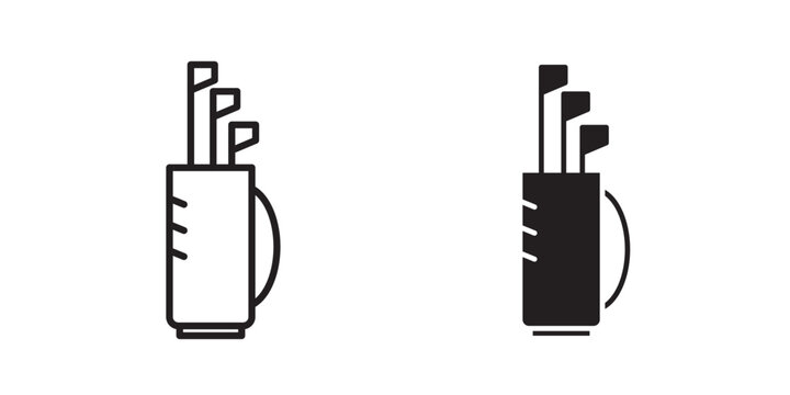 Golf bag icon flat outline in black
