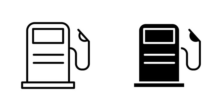 Gas station icon flat outline in black