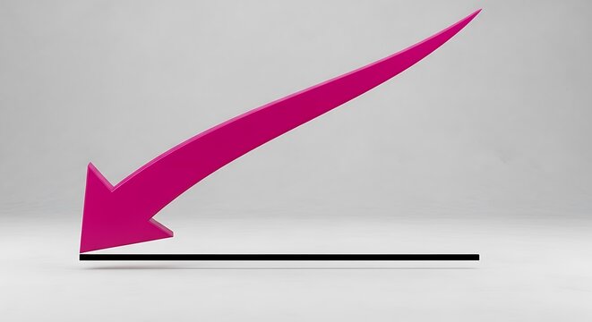 Pink arrow pointing down over black line on grey background