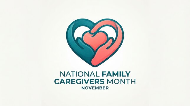National Family Caregivers Month logo with interlocking hearts