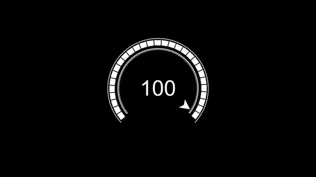 Circular gauge dial counting to one hundred with arrow, hud overlay element