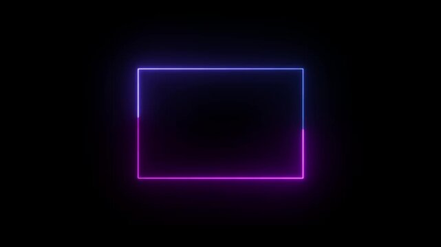 Animation of glowing neon rectangles abstract background. abstract glowing neon rectangle border frame. Square rectangle picture frame with two tone neon color motion graphic. 4K VIDEO