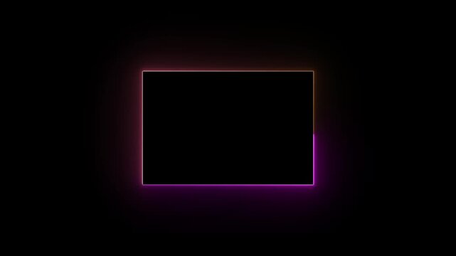 Animation of glowing neon rectangles abstract background. abstract glowing neon rectangle border frame. Square rectangle picture frame with two tone neon color motion graphic. 4K ANIMATION VIDEO