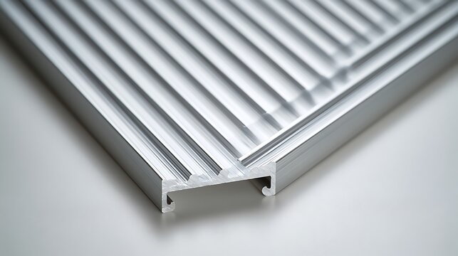 Aluminum extrusion profile with ribbed surface texture.