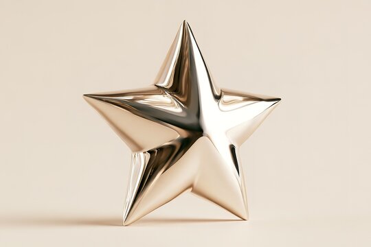 Shiny metallic star shape with chrome finish and soft studio lighting perfect for holiday branding.