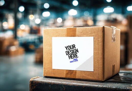 Cardboard box slip sticker Mockup with Generative AI