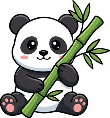 Sitting cute panda with bamboo  © Luthfi