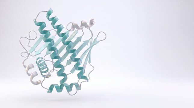 Protein molecule ribbon structure in teal