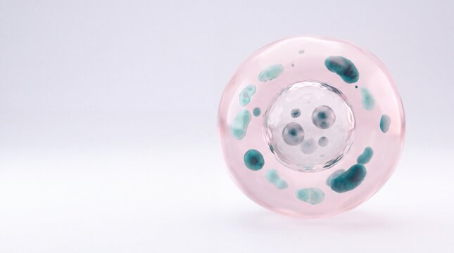 Single stem cell with nucleus on pale background