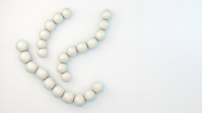 Cocci bacteria chain on pale background