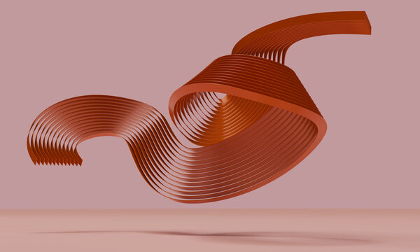 Floating terracotta 3D ribbon casting a soft shadow