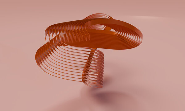 Copper 3D Loops Rendered as an Open Coil