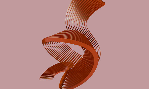 Upright 3D Strips Rendered in Copper Tones