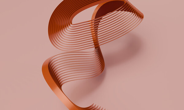 Copper 3D Coils Rendered over Soft Blush