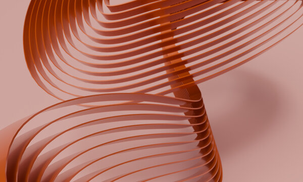Stacked 3D lamellae twisting in tight close-up