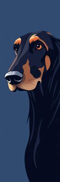 Sleek and elegant Afghan Hound face in flat design vector style, featuring a regal nose and curious gaze, curious, dog face