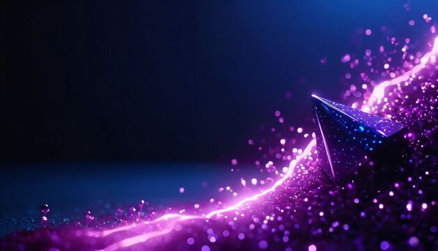 Black Crystal Pyramid with Magenta Energy Wave