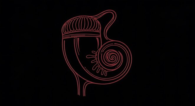 Stylized human inner ear cochlea anatomy illustration on black