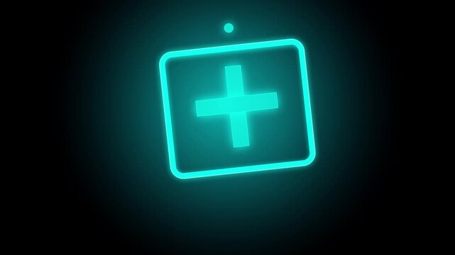 first aid cross icon animation with glowing healthcare symbol, emergency care technology concept, hospital system, 4K loop