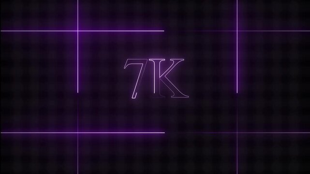Purple digital grid background with glowing 7k monogram