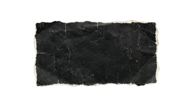 Old black torn paper piece, isolated on transparent background