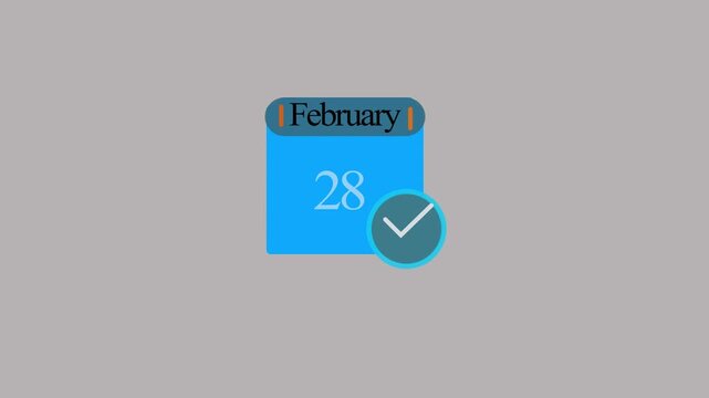 Blue calendar icon showing february 28 date
