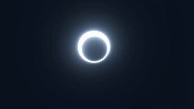 60 FPS Solar eclipse diamond ring phase with glowing corona and drifting moon silhouette