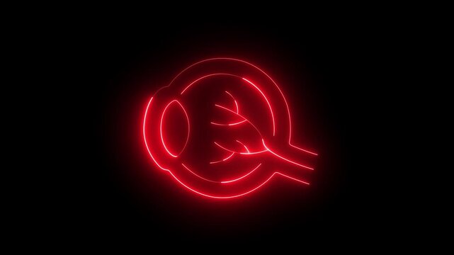 glowing neon Eye anatomy icon isolated on black background. representing human eyeball cross-section with lens, retina and optic nerve design. ocular structure with ophthalmology clinical research.
