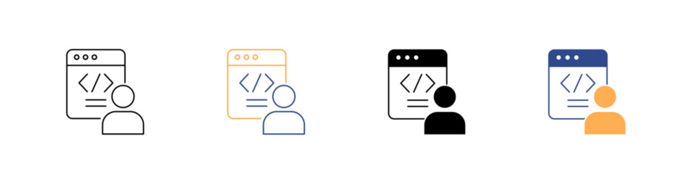 Programmer User and Coding Vector Icon Set Illustration