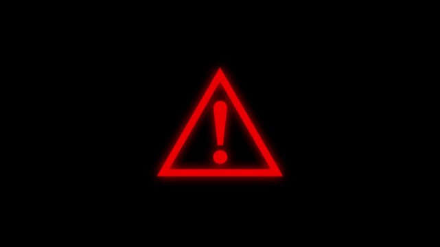 Pulsing red warning triangle with exclamation mark for digital alerts and system error notifications