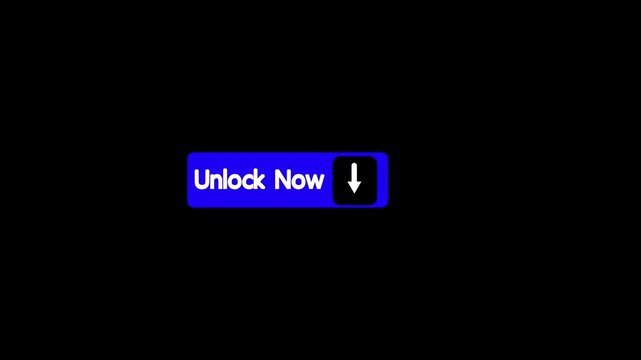 Unlock now button animation with downward arrow for digital interface and call to action