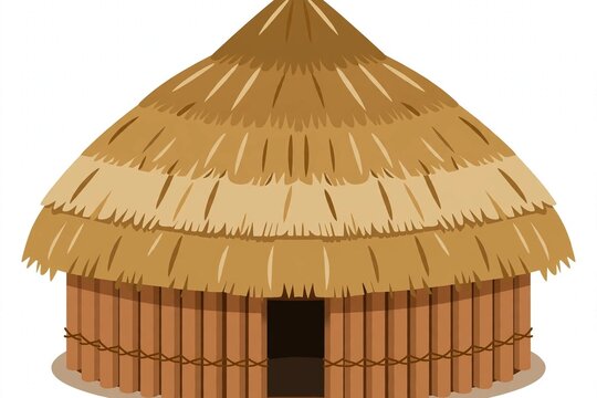 Honai Papuan Traditional Hut - Indonesian Tribal House Illustration