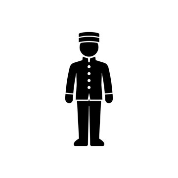 Hotel bellhop or doorman in uniform icon