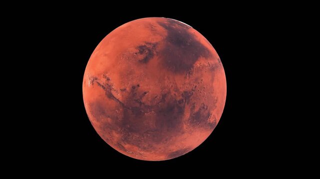 Mars Elliptical Orbit Animation: Camera Flying Around the Red Planet&rsquo;s Surface, Seamless Looped Video