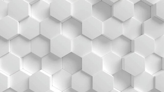 Abstract White 3D Hexagon Honeycomb Wall Pattern Moving Background
