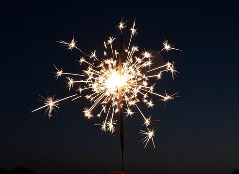 Sparkler burning against dark night sky