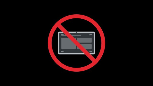 Motion Graphic Animation of Screen Capture Blocked with Red Prohibition Sign